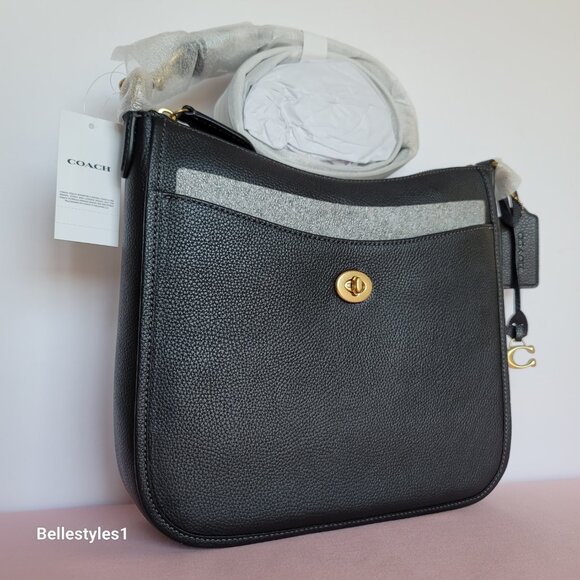 COACH Chaise Pebbled Leather Crossbody Bag- Black color ⭐ - Picture 3 of 16